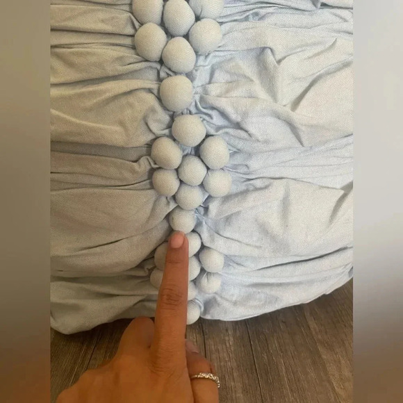 SIMPLY SHABBY CHIC FRENCH FARMHOUSE BLUE RUCHED FLOWER PILLOW HTF RARE - Picture 6 of 16